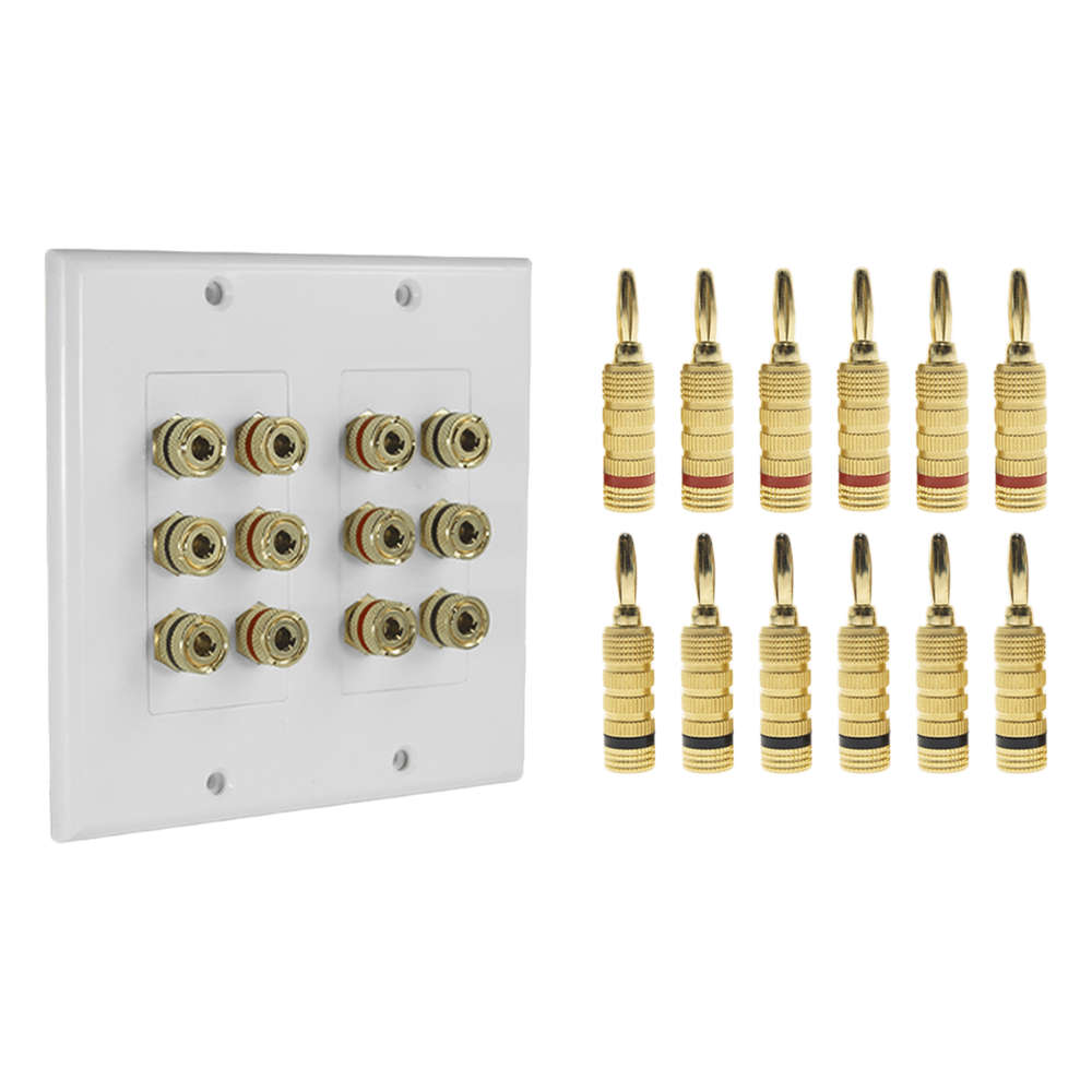 KIT 1 Placa de pared + 6 Pares Conectores Banana (Rojo+Negro)
