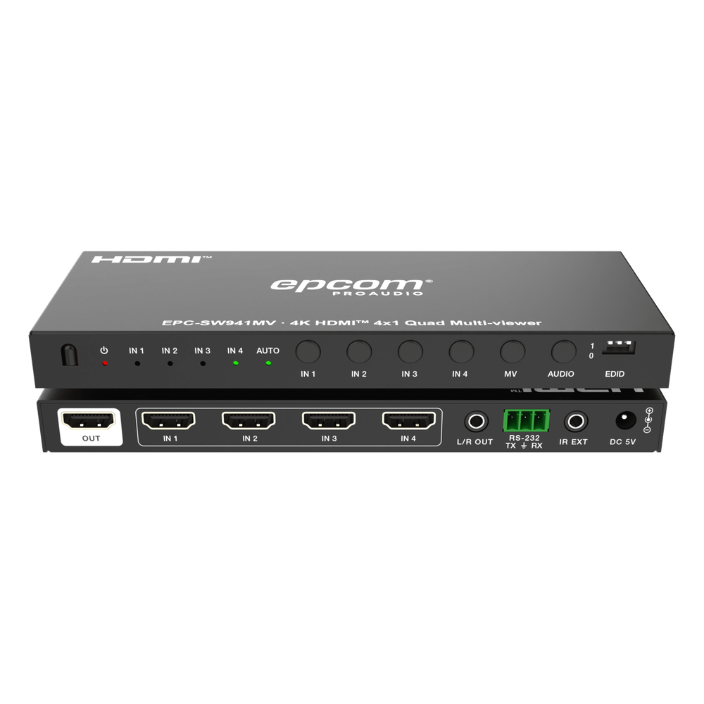 [EPC-SW941MV] Multivisor HDMI 4x1 | 4K@30Hz | Vista Cuádruple | Cambio Automático / Manual | Control IR