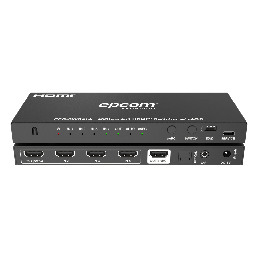 Switch HDMI 4x1 | 8K@60Hz 4:2:0 | 48 Gbps | ARC / eARC | Extracción de Audio | Gestión EDID | Control CEC