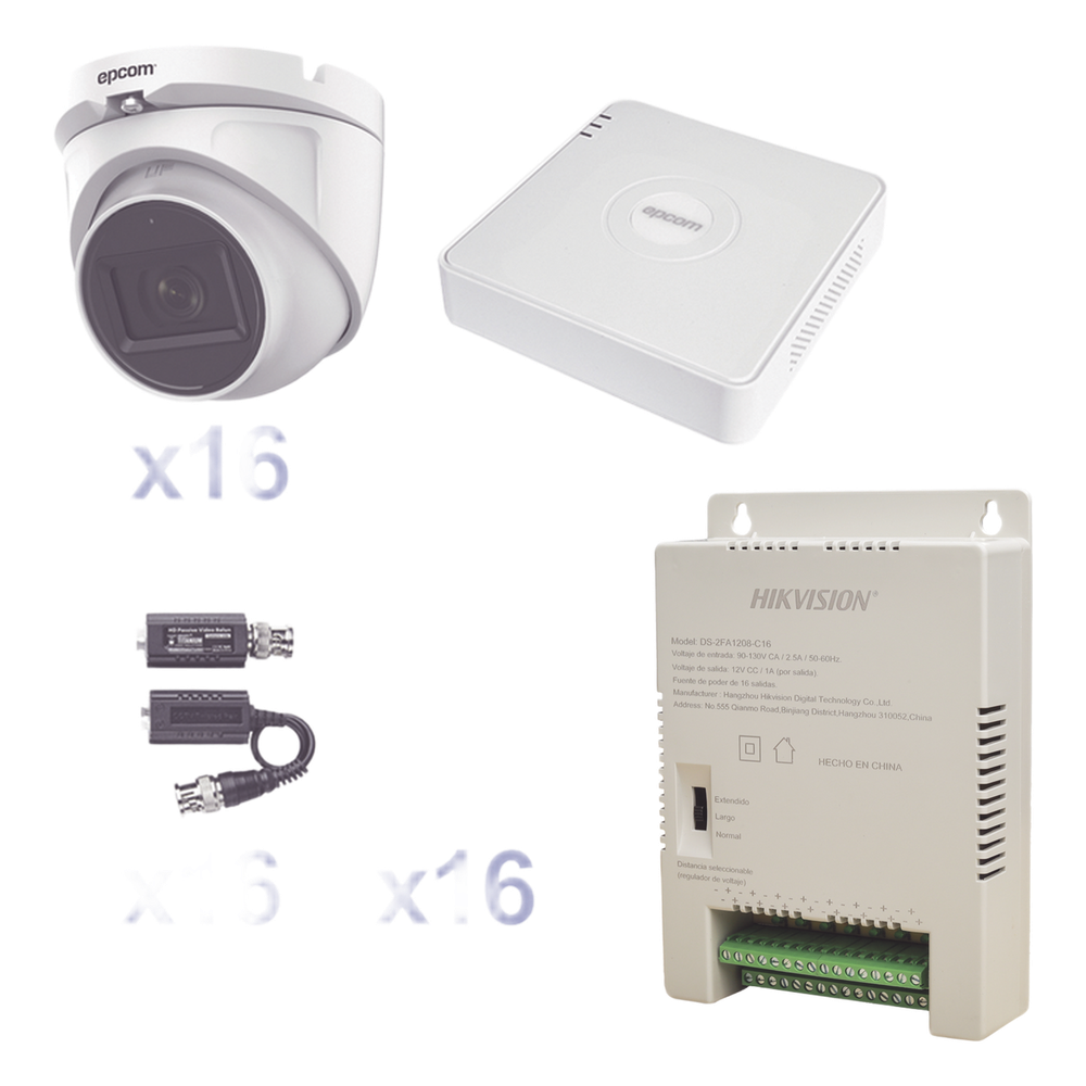 Kit de videovigilancia turret 16 Cámaras, TurboHD, 1080p