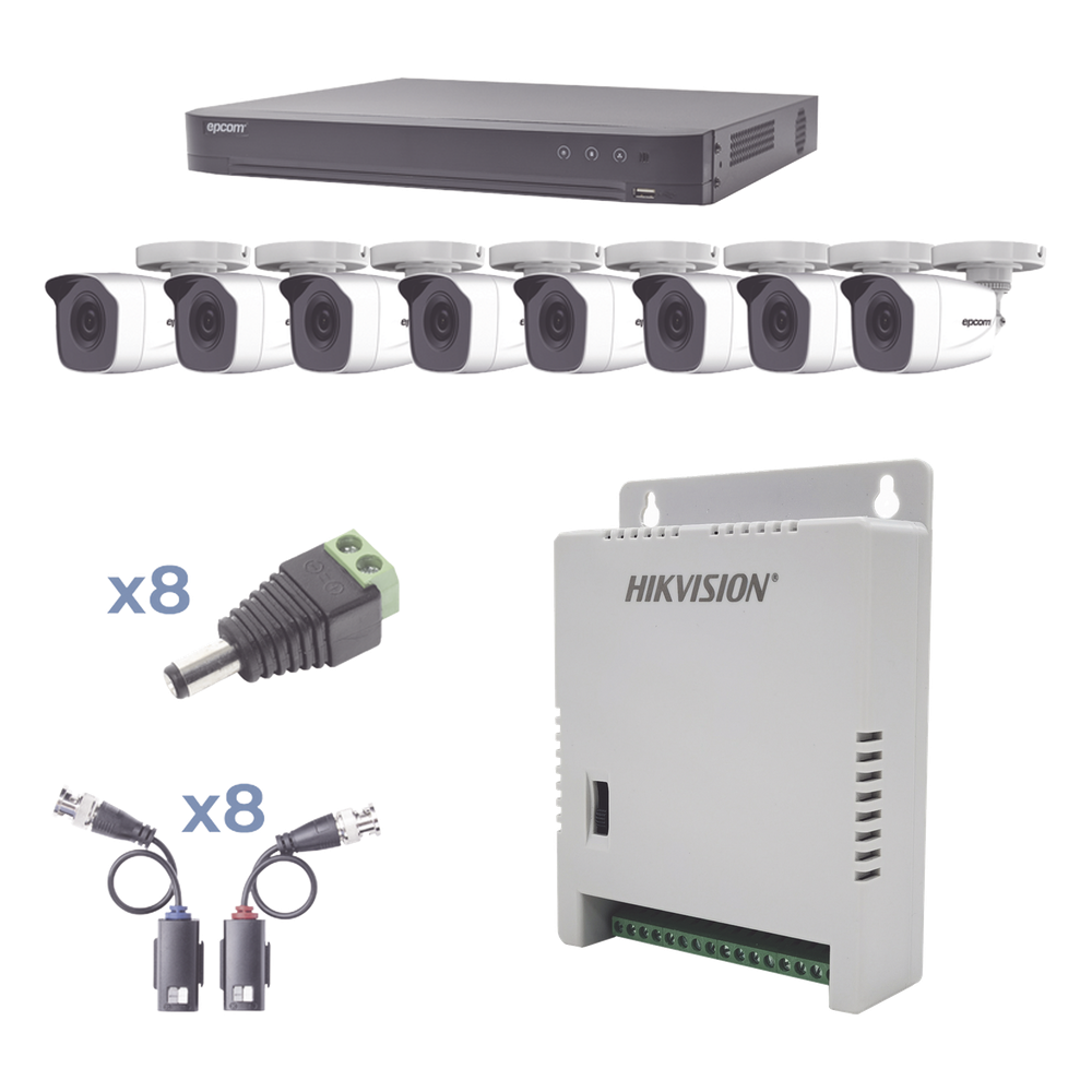 [KEVTX8T8BW] Kit de videovigilancia bala 8 Cámaras, TurboHD, 1080p