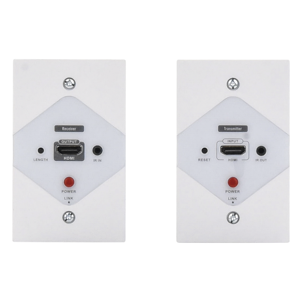 Kit Extensor HDMI en PLACAS DE PARED para distancias de 40 metros / Resolución 1080P @ 60 Hz / Cat 6 / 6A / 7 / HDR / Cero Latencia / Soporta Control Remoto / Placa de pared de 2.74 x 4.49” (tamaño estándar de EE.UU.)