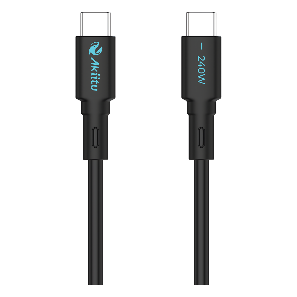 [AK-PAC24SM-S] Cable de Carga USB-C a con 1 Metro (3.28 Pies) / Magnético / Tecnología GaN (Nitruro de Galio) / Fast-Charging / Potencia 240W / Velocidad Transferencia 480 Mbps / Material / Conector Aluminio Anodizado