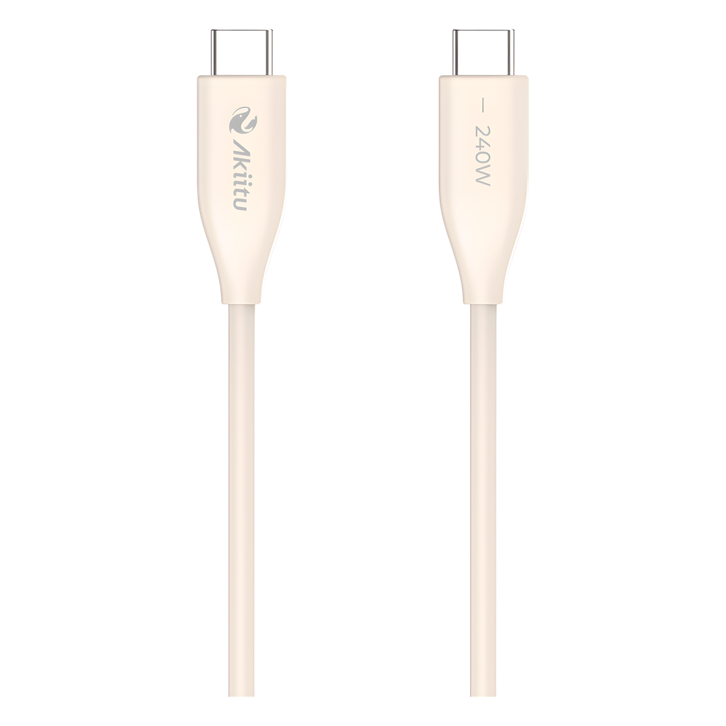 [AKPAC24SL1.5M] Cable de Carga USB-C a con 1.5 Metros (4.92 Pies) / Potencia 240W / Fast-Charging / Velocidad Transferencia 480 Mbps / Tecnología GaN (Nitruro de Galio) / Material Silicona No Tóxica / Conector Aluminio Anodizado