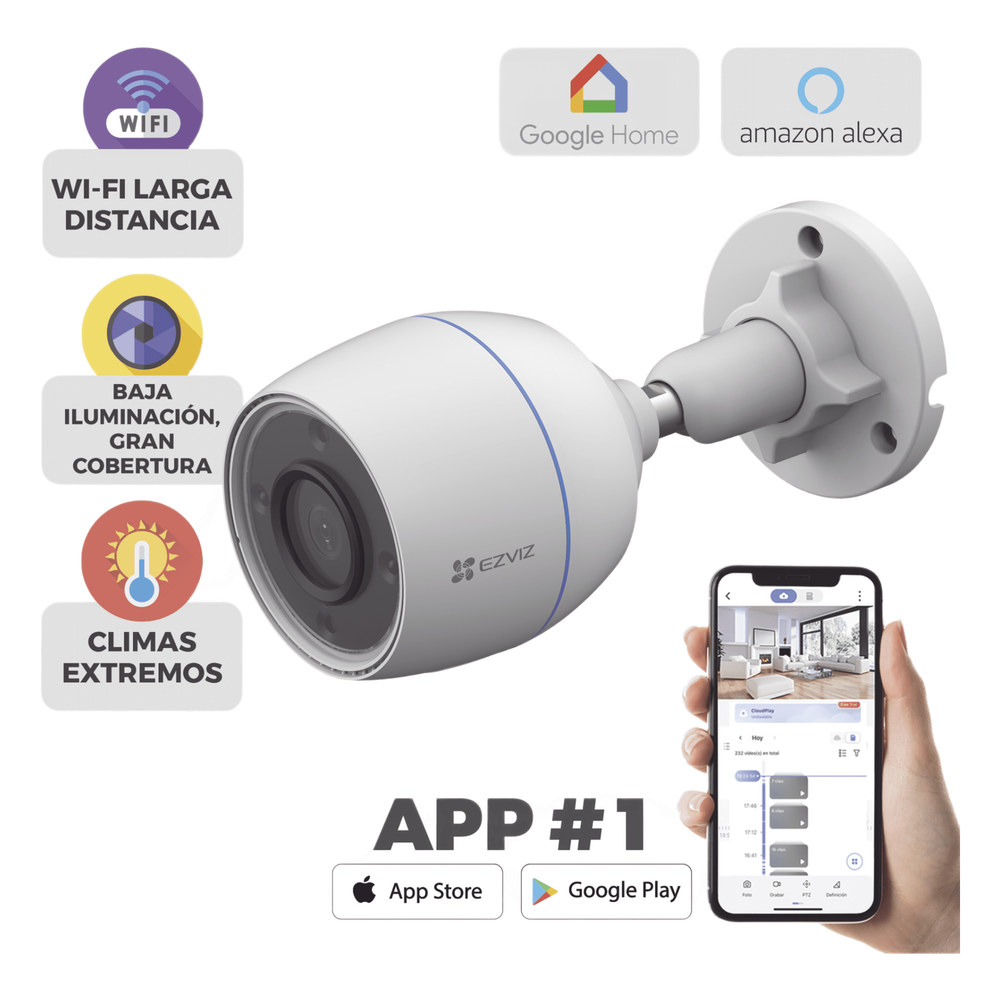 [CS-H3C] Bala WiFi / 2 Megapixel / Detección humana / Micrófono Integrado / Micro SD / Excelente Visión Nocturna / Exterior