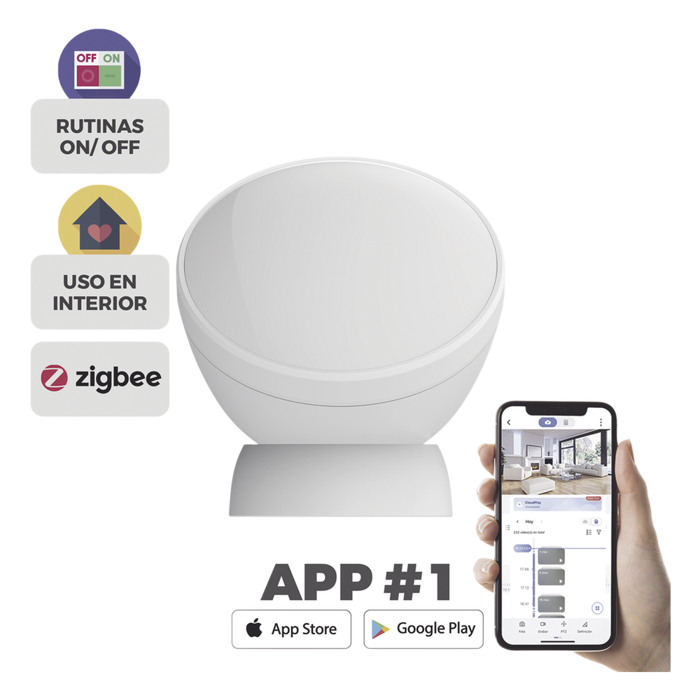 [CS-T1C] Sensor de Movimiento PIR Inteligente / Inalámbrico / Compatible con HUB CS-A3 / Cuenta con Inmunidad para Mascotas / Protocolo Zigbee