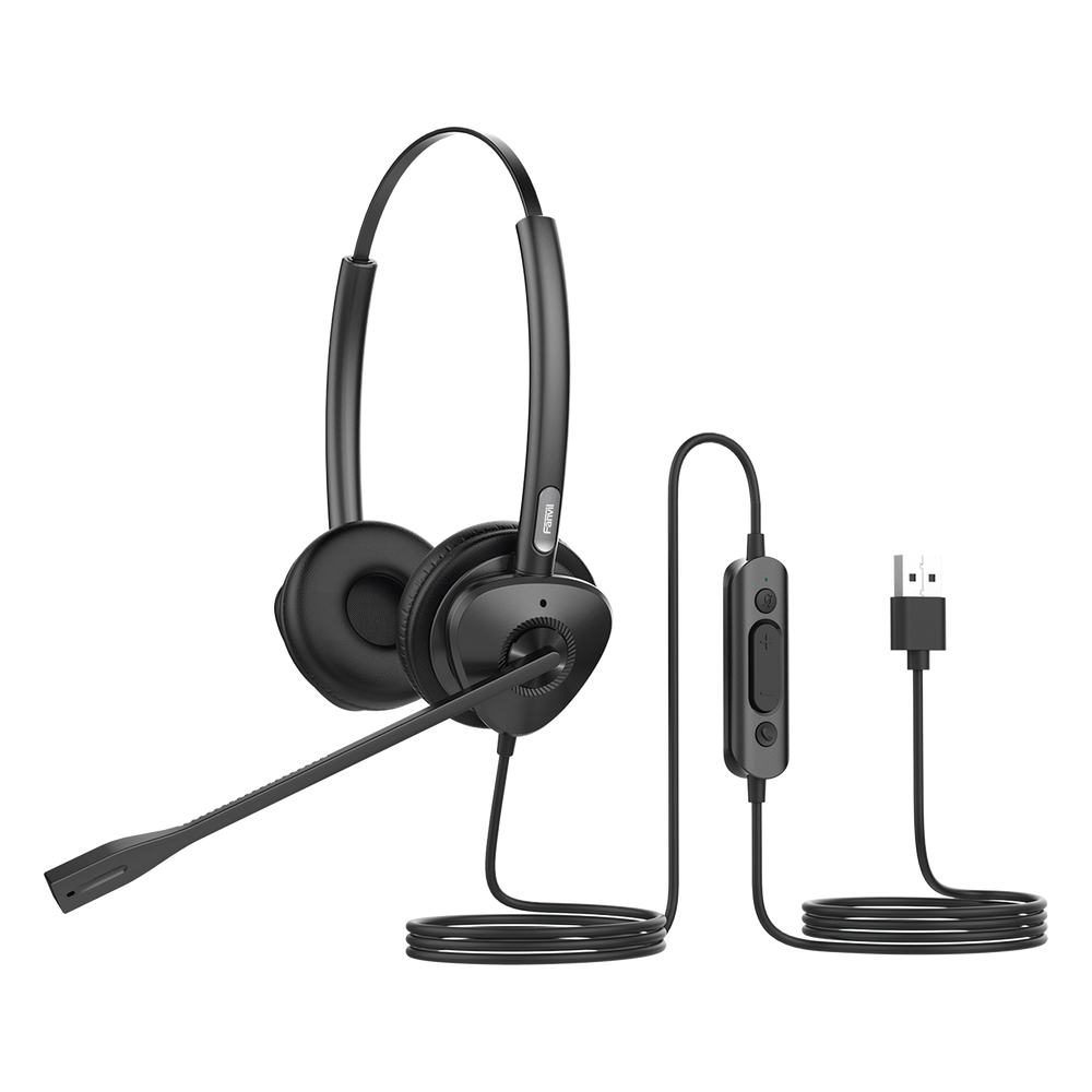 [HT302U] Diadema binaudal (duo) con tecnología antishock para teléfonos IP FANVIL USB con micrófono de cancelación de ruido, larga durabilidad