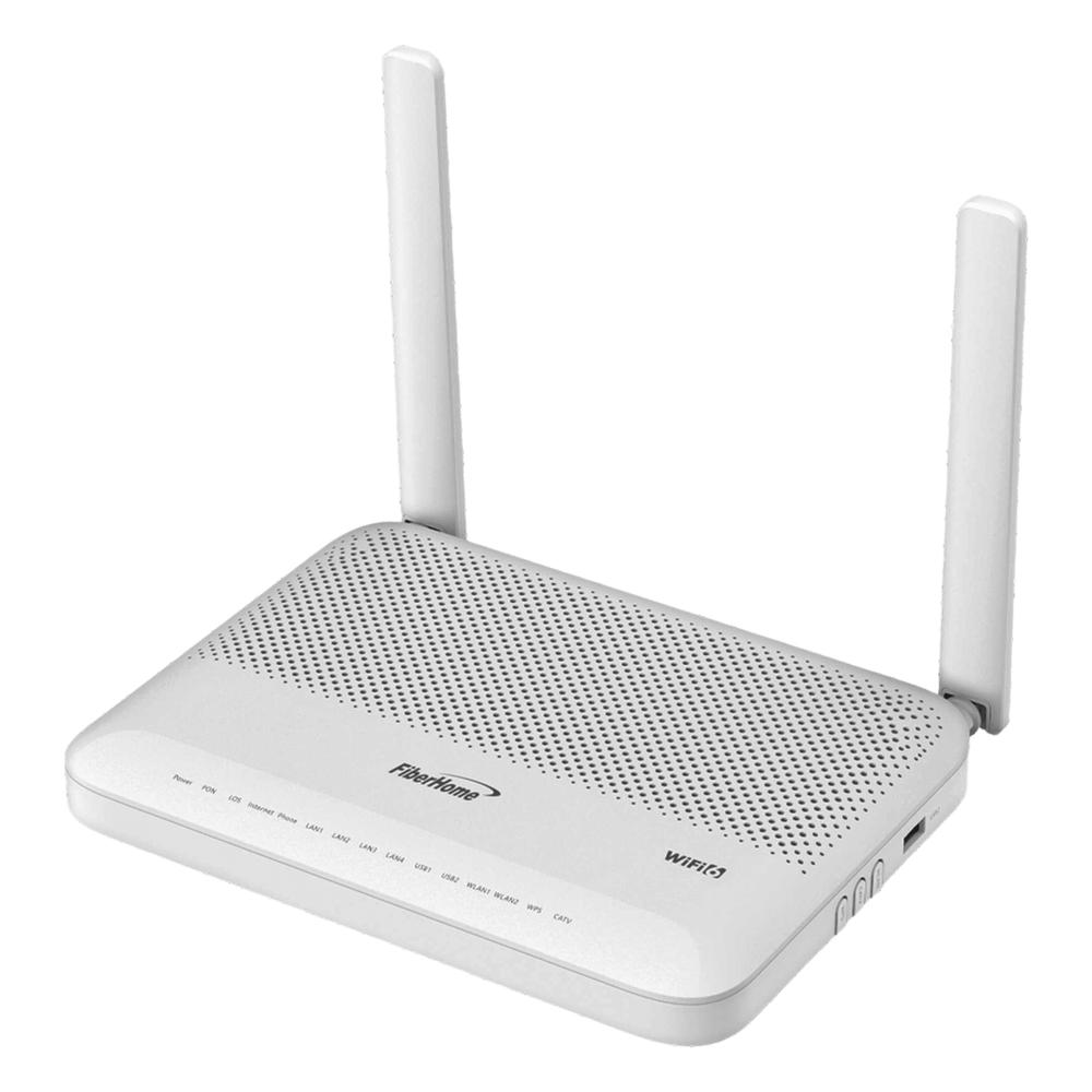 [HG6144F] ONU GPON WiFi 6, Doble Banda (2.4 / 5 GHz), 2 Antenas de 5 dBi, Compatible con OLT de Terceros, 4 puertos Gigabit Ethernet + 1 POTS + 1 USB + 1 CATV (RF), conector SC / APC,(Gestión WAN desde la Interfaz de la ONU)