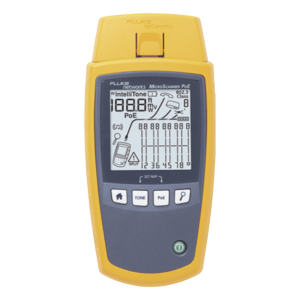 [MS-POE] Verificador de Red MicroScanner PoE, para Comprobación de Redes de Voz, Datos, Video y PoE 802.3af, at, bt y UPOE, con Pantalla LCD Retroiluminada