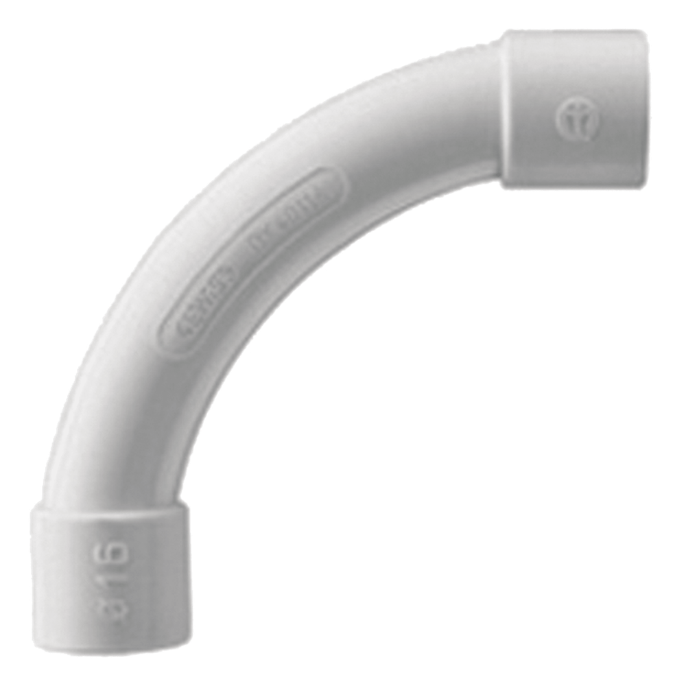 [DX-40-140] Curva de radio estrecho para tubería rígida, recomendado para cables de datos, PVC Auto-extinguible, de 40 mm