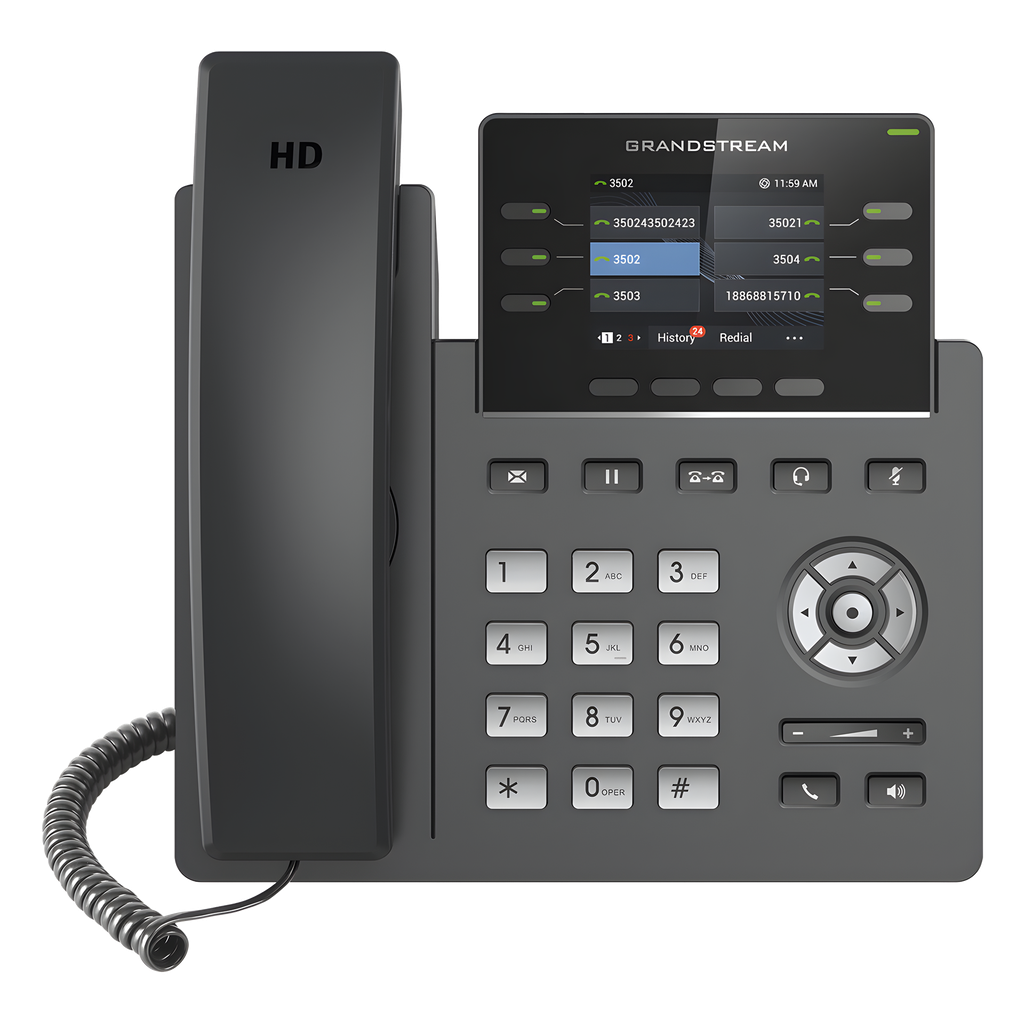 Teléfono IP 3 líneas, PoE, 2.4"