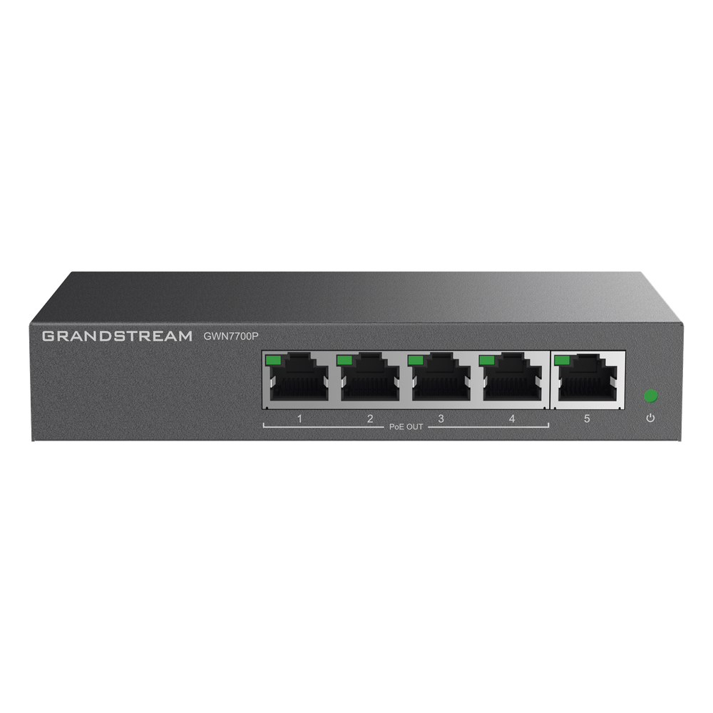 Switch no administrable 5 puertos, PoE+, Gigabit, 60 W