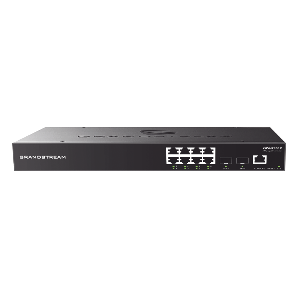 Switch PoE+ Gigabit Administrable / 8 puertos 10 / 100 / 1000 Mbps + 2 Puertos SFP Uplink / Hasta 120W / Compatible con GWN Cloud