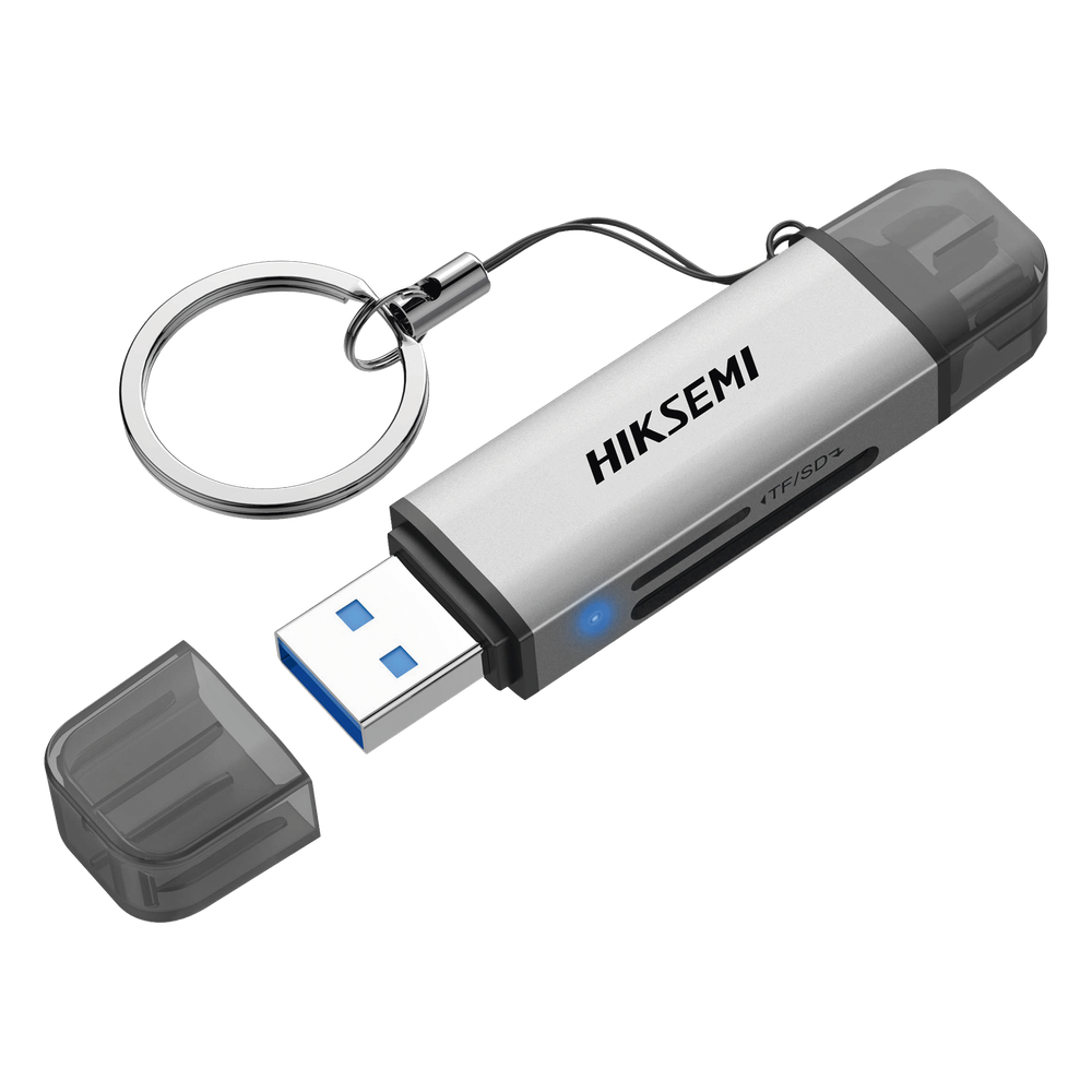 [HS-HUB-CR01] Lector de Tarjetas 2 en 1 / Conector Dual USB-A y USB-con Soporta SD y Micro SD / 5 Gbps / Aleación de Aluminio