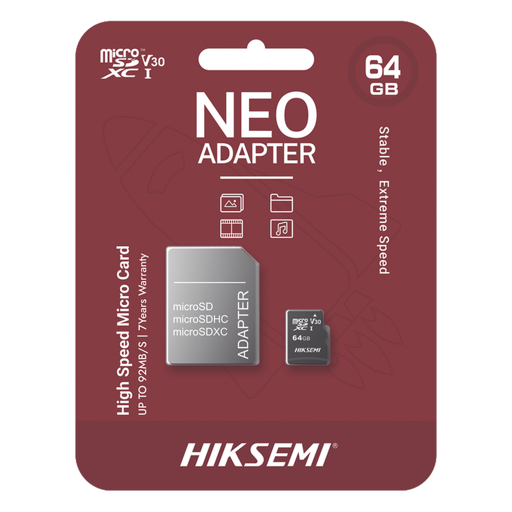 [HS-TF-C1/64G/NEO/A] Memoria microSD con Adaptador / 64 GB / Clase 10 / NAND TLC / 92 MB / s Lectura / Multipropósito