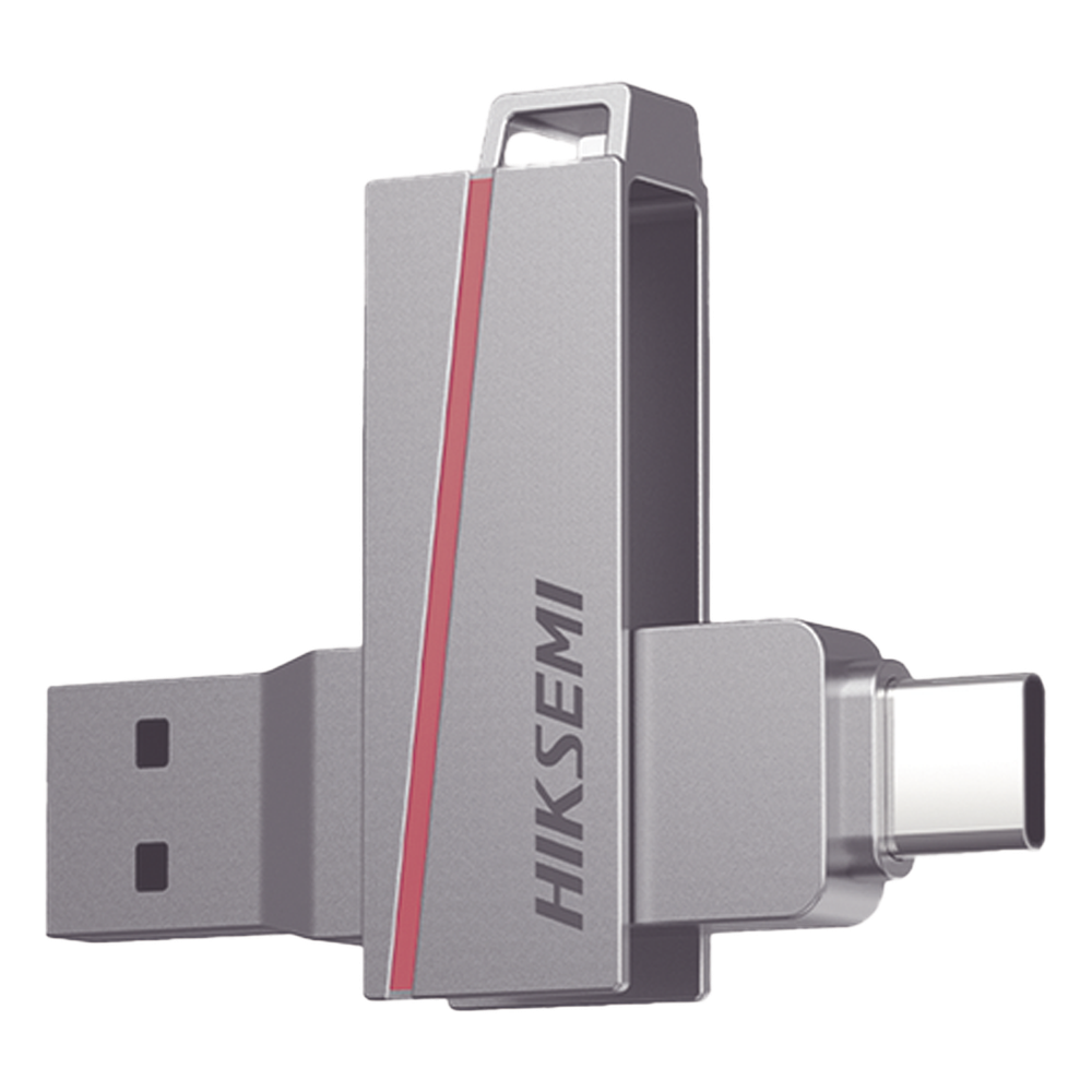 [HS-USB-E307C/128G] Memoria USB Dual de 128 GB / USB-C y USB-A / Transferencia de Alta Velocidad / Metálica / Compatible con Dispositivos Móviles, Windows, Mac y Linux