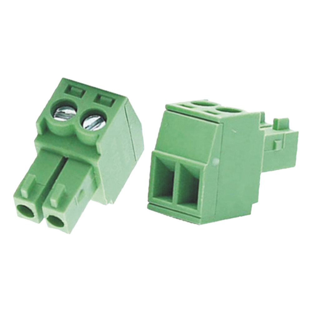 Bornera Verde Conector Macho de 3.5 mm para Paneles de Acceso, Cámaras, Múltiples Dispositivos / 2 Tornillos